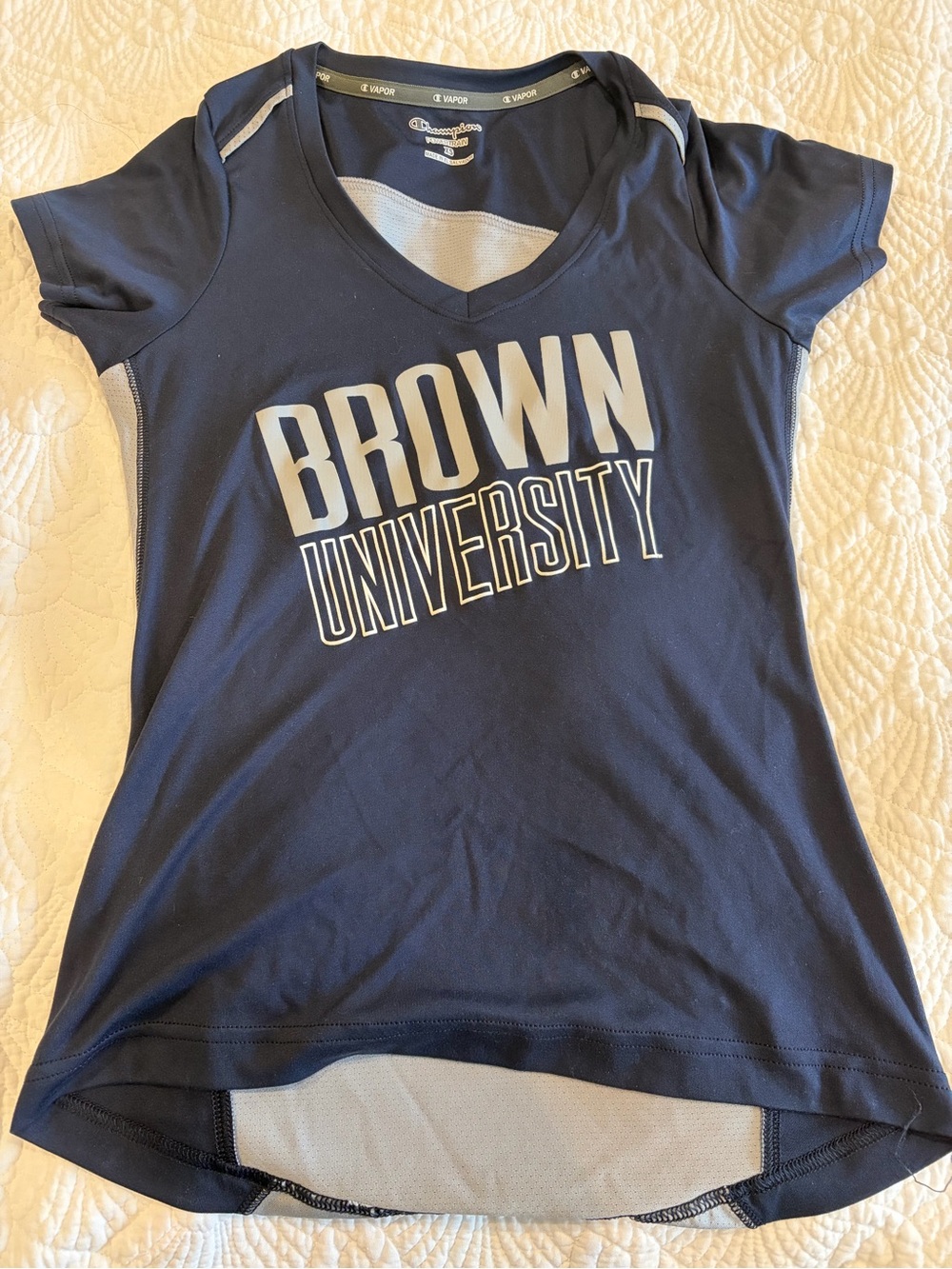 Champion Navy V-Neck "Brown University" Short Sleeve Tee